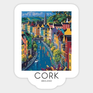 A Pop Art Travel Print of Cork - Ireland Sticker